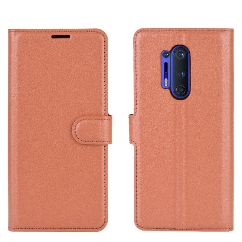 Folio Deksel OnePlus 8 Pro Svart Premium Lychee-Stil Beskyttelse