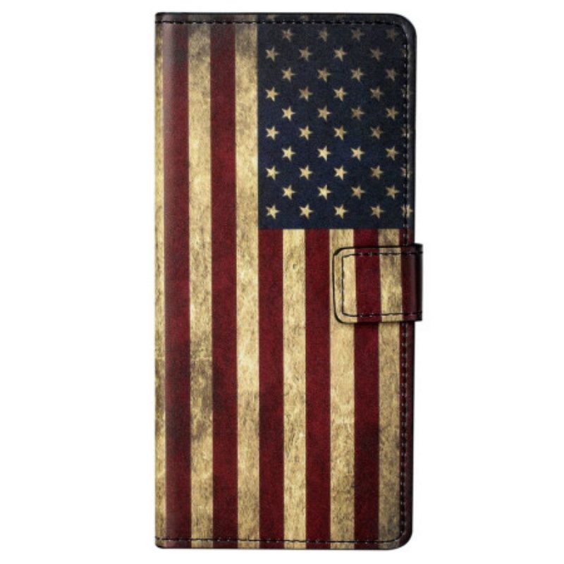 Folio Deksel Til Samsung Galaxy S23 Plus 5G Vintage Amerikansk Flagg