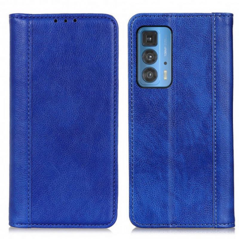 Folio Deksel Lær Motorola Edge 20 Pro Mobildeksel Litchi Split Leather-versjon