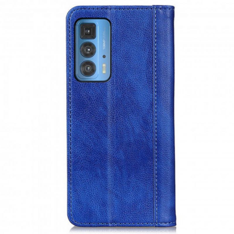 Folio Deksel Lær Motorola Edge 20 Pro Mobildeksel Litchi Split Leather-versjon