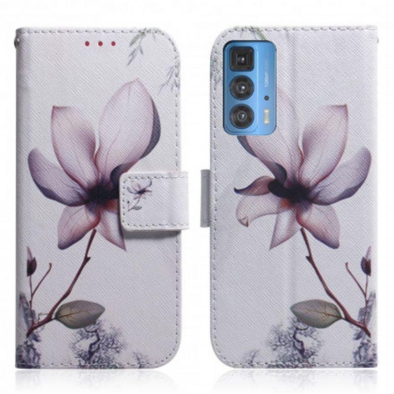 Folio Deksel Motorola Edge 20 Pro Gammel Rosa Blomst Beskyttelse Deksel