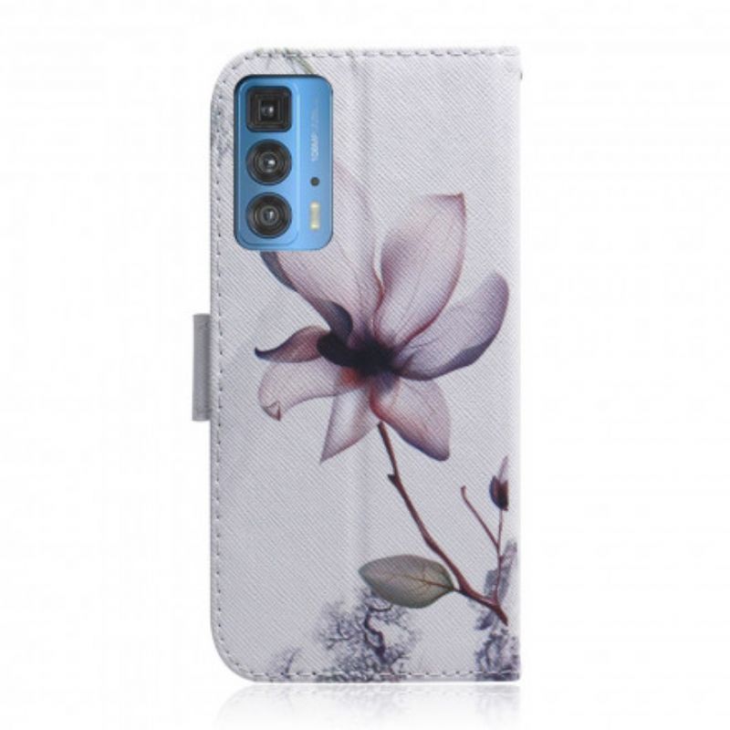 Folio Deksel Motorola Edge 20 Pro Gammel Rosa Blomst Beskyttelse Deksel