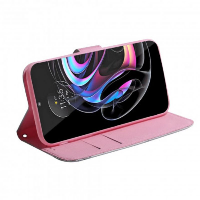 Folio Deksel Motorola Edge 20 Pro Gammel Rosa Blomst Beskyttelse Deksel