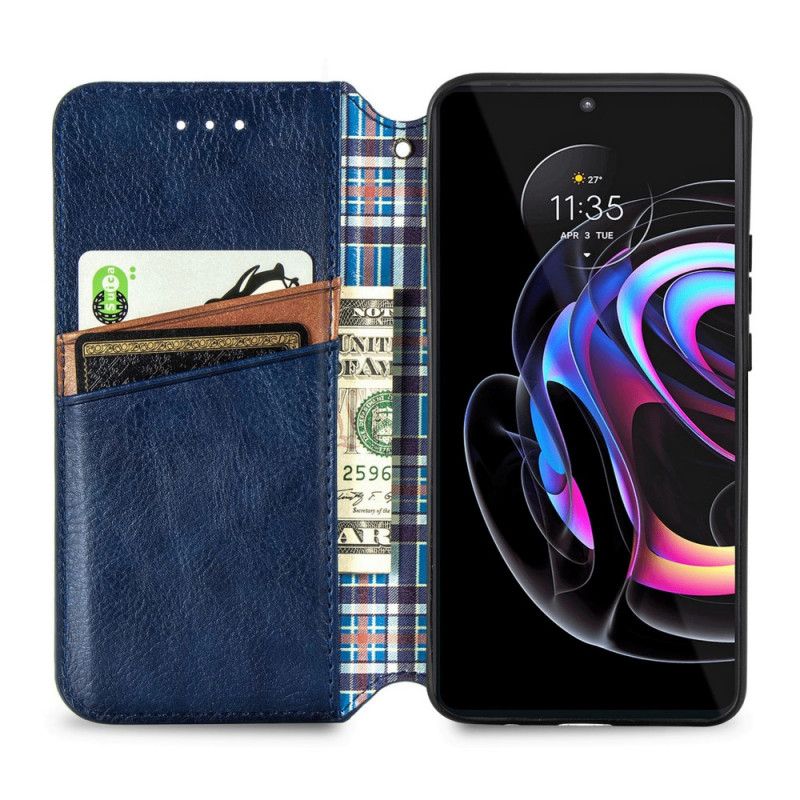 Folio Deksel Motorola Edge 20 Pro Leather Effect Diamond Texture Beskyttelse Deksel