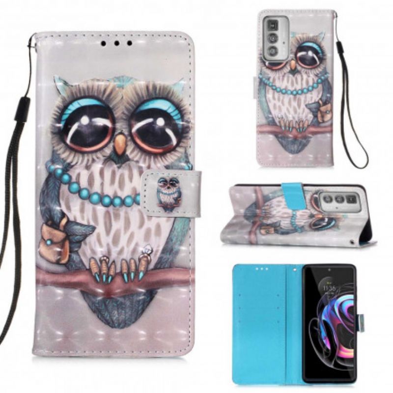 Folio Deksel Motorola Edge 20 Pro Miss Owl Beskyttelse Deksel