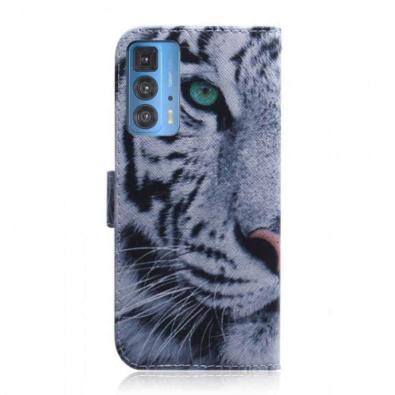 Folio Deksel Motorola Edge 20 Pro Tiger Face Beskyttelse Deksel