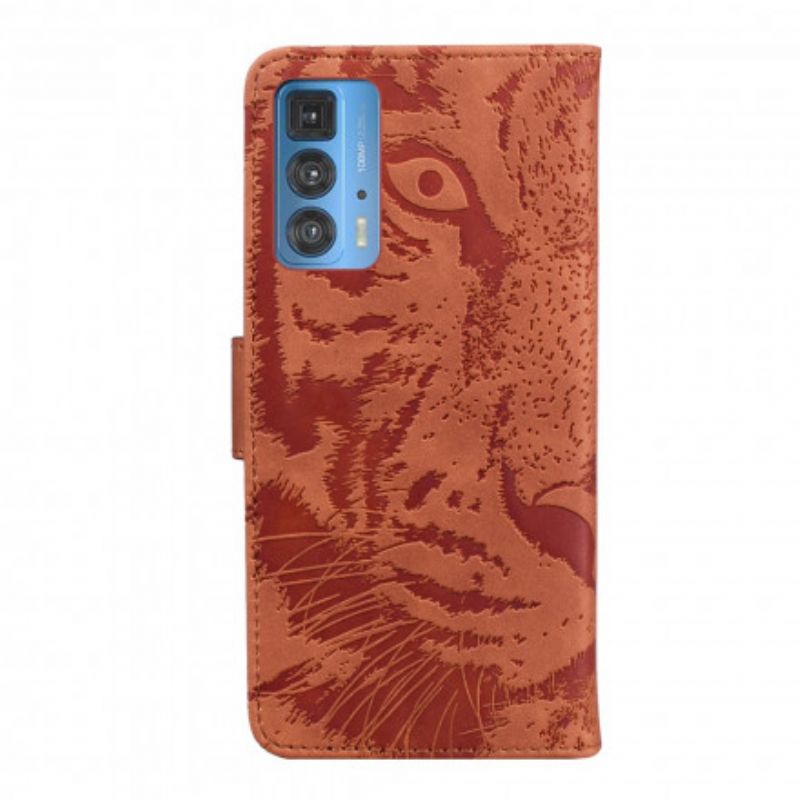 Folio Deksel Motorola Edge 20 Pro Tiger Face Print Beskyttelse Deksel