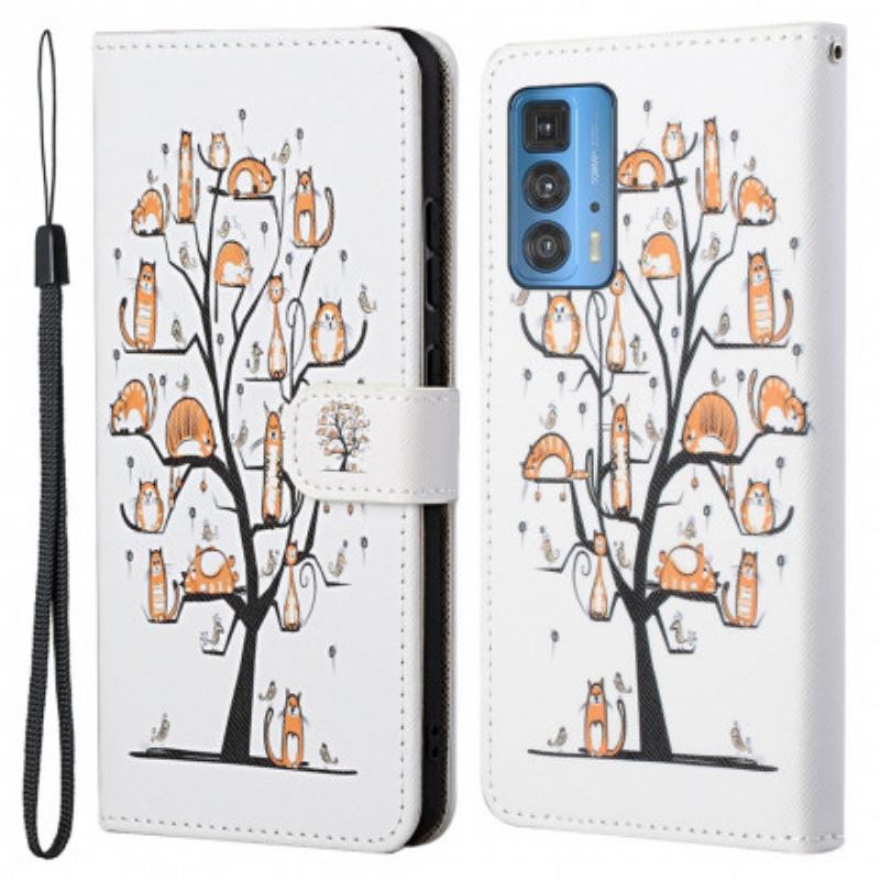 Folio Deksel Til Motorola Edge 20 Pro Funky Cats Strappy