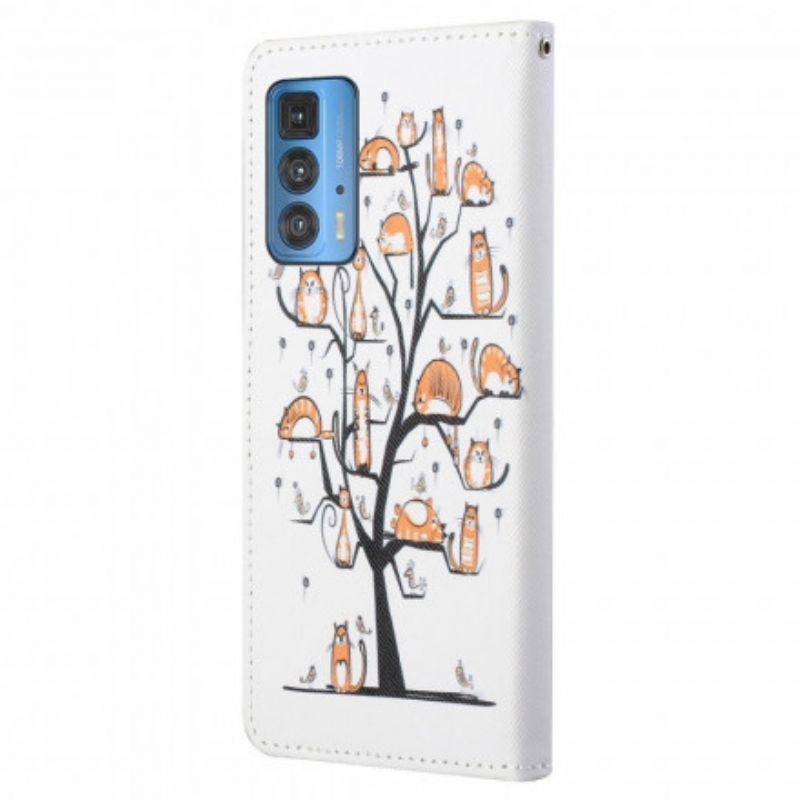 Folio Deksel Til Motorola Edge 20 Pro Funky Cats Strappy