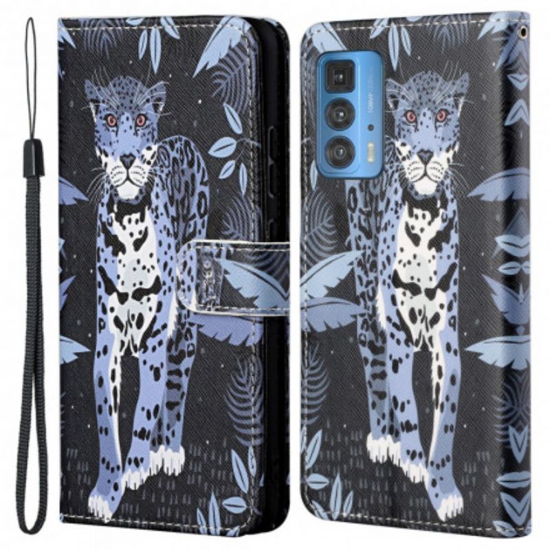 Folio Deksel Til Motorola Edge 20 Pro Leopard Strappy