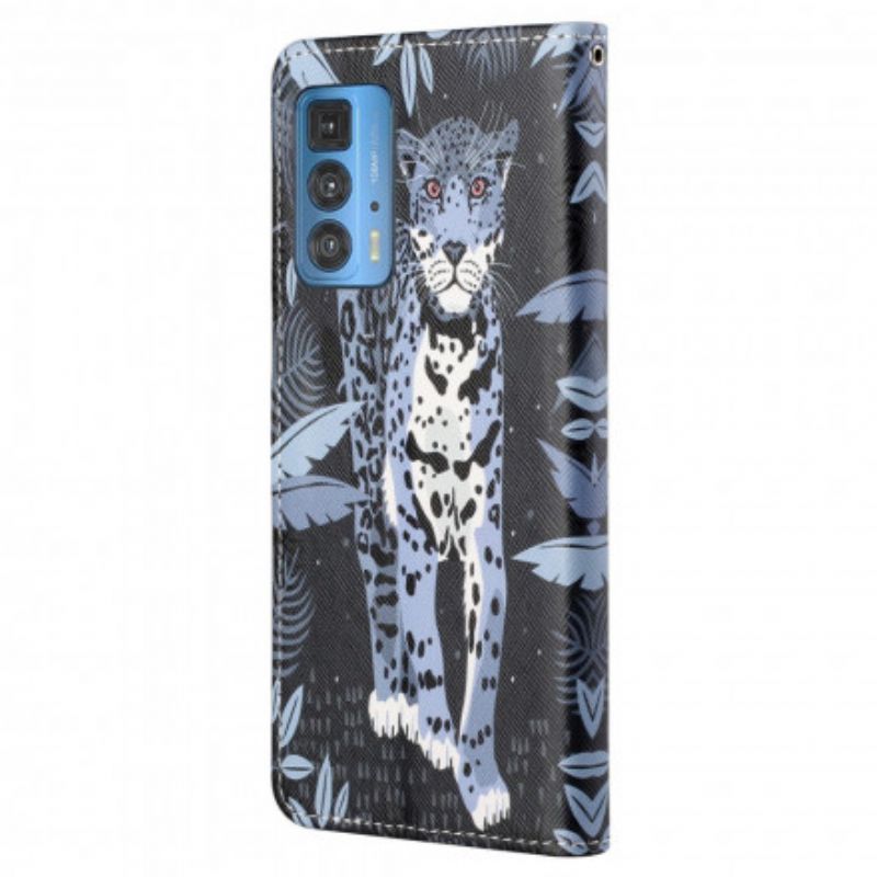 Folio Deksel Til Motorola Edge 20 Pro Leopard Strappy