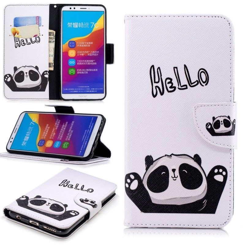 Lærdeksel Folio Deksel Honor 7C Hallo Panda