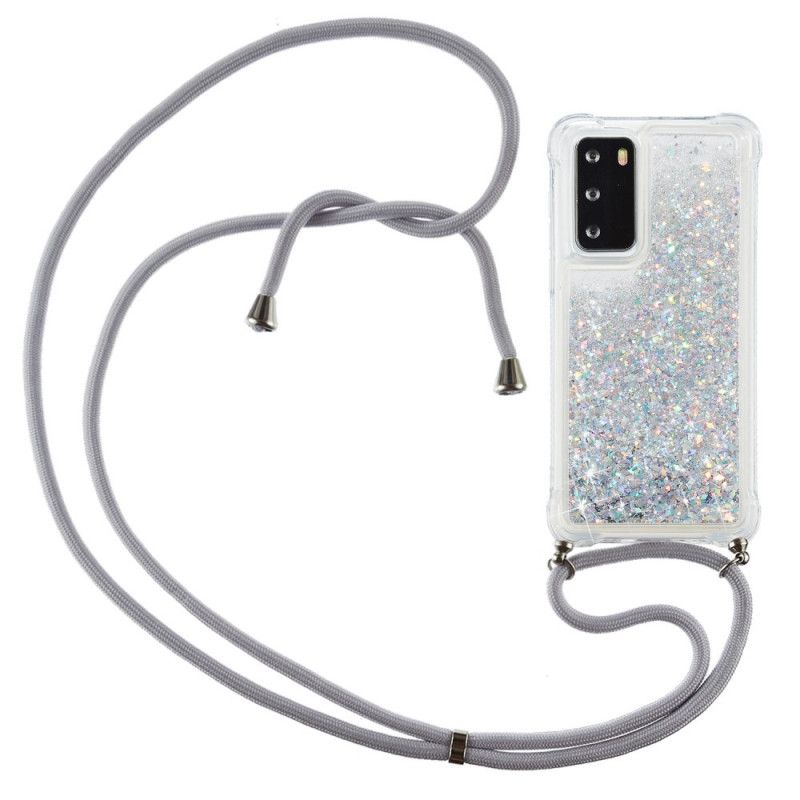 Huawei P40 Glitterveske Med Ledning