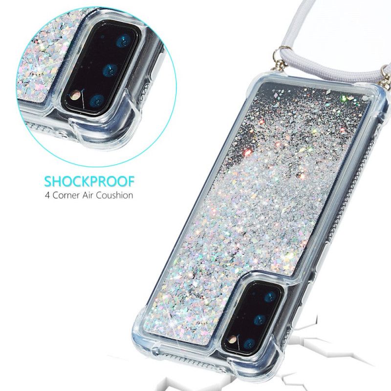 Samsung Galaxy S20 Glitterveske Med Ledning