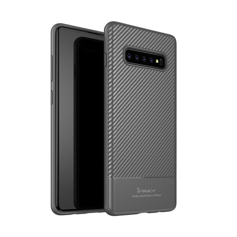 Deksel for Samsung Galaxy S10 Plus Svart Ipaky Karbonfiber