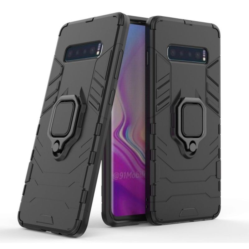 Deksel for Samsung Galaxy S10 Plus Svart Motstandsdyktig Ring