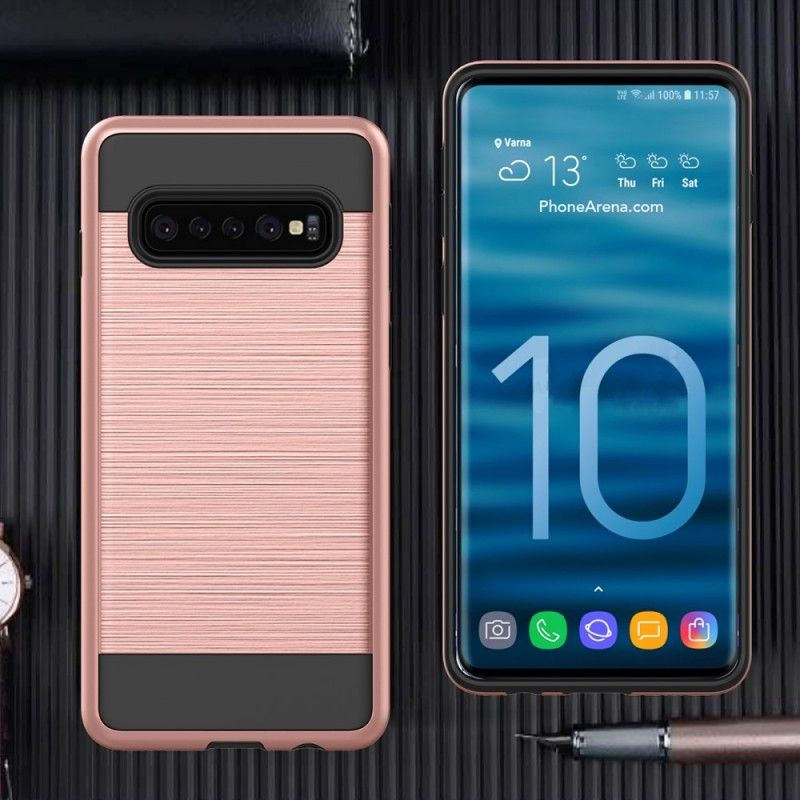 Deksel Samsung Galaxy S10 Plus Svart Børstet Karbonfiber