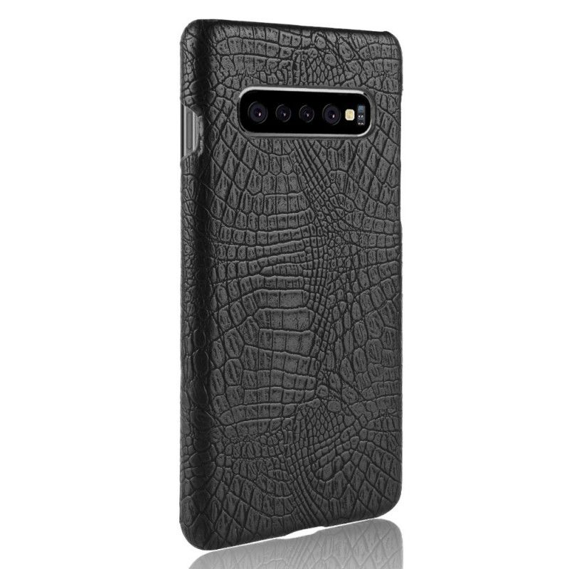 Deksel Samsung Galaxy S10 Plus Svart Krokodillehudeffekt