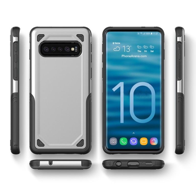 Deksel Samsung Galaxy S10 Plus Svart Premium Metalleffekt Anti-fall