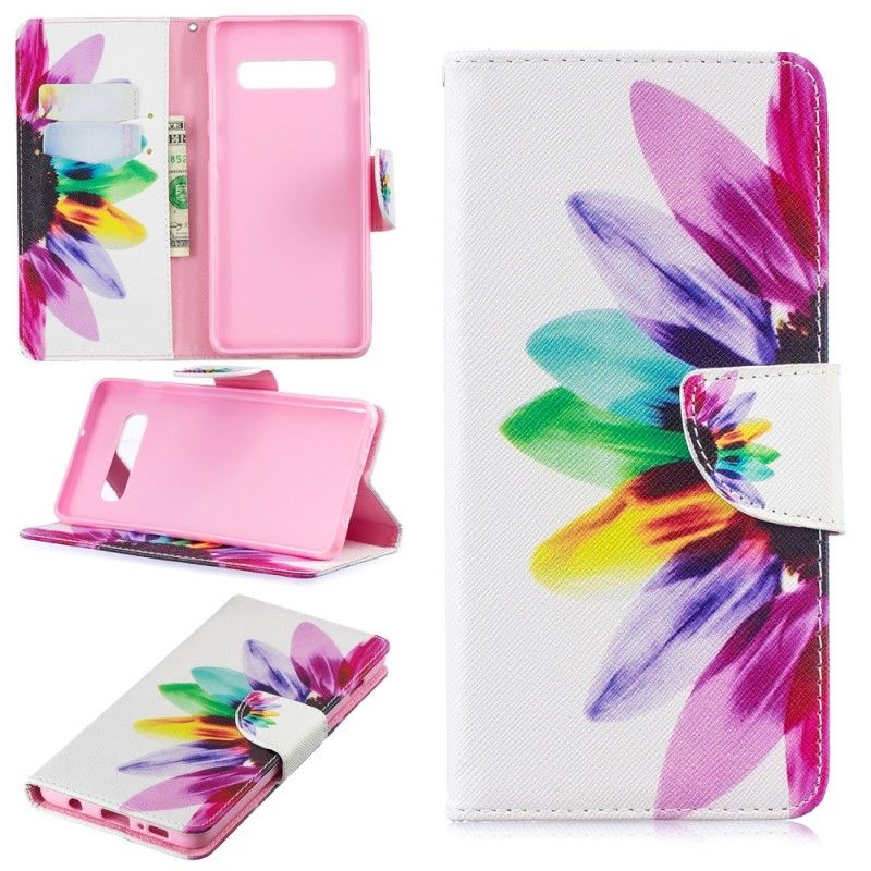 Folio Deksel for Samsung Galaxy S10 Plus Akvarellblomst