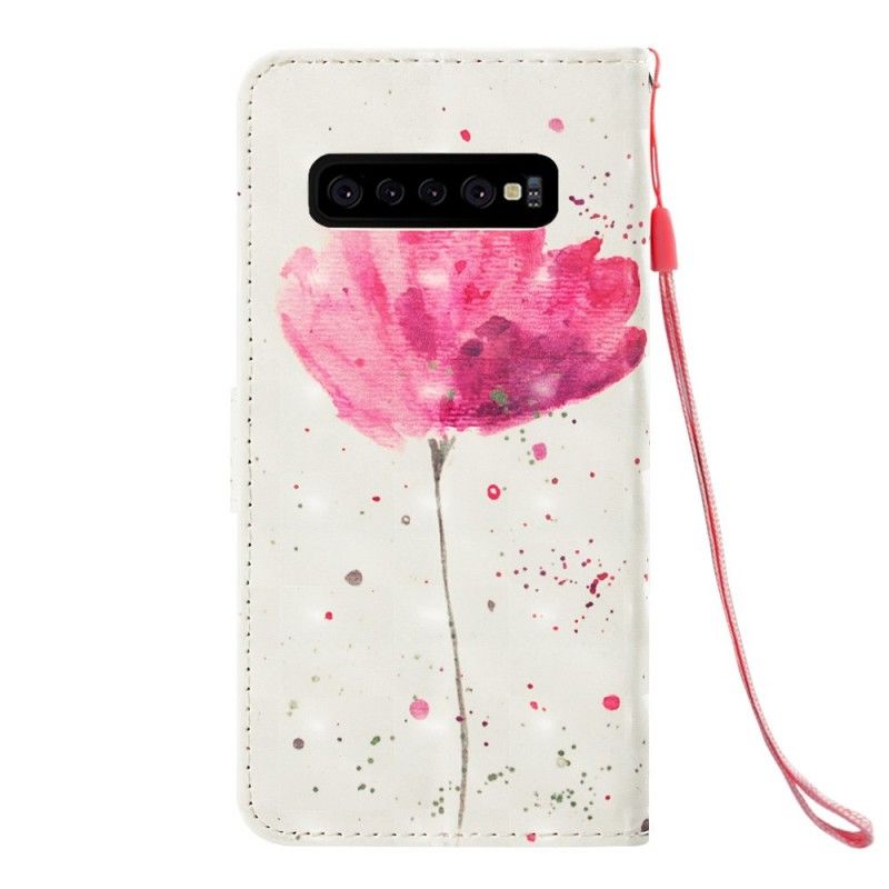 Folio Deksel for Samsung Galaxy S10 Plus Akvarellvalmue