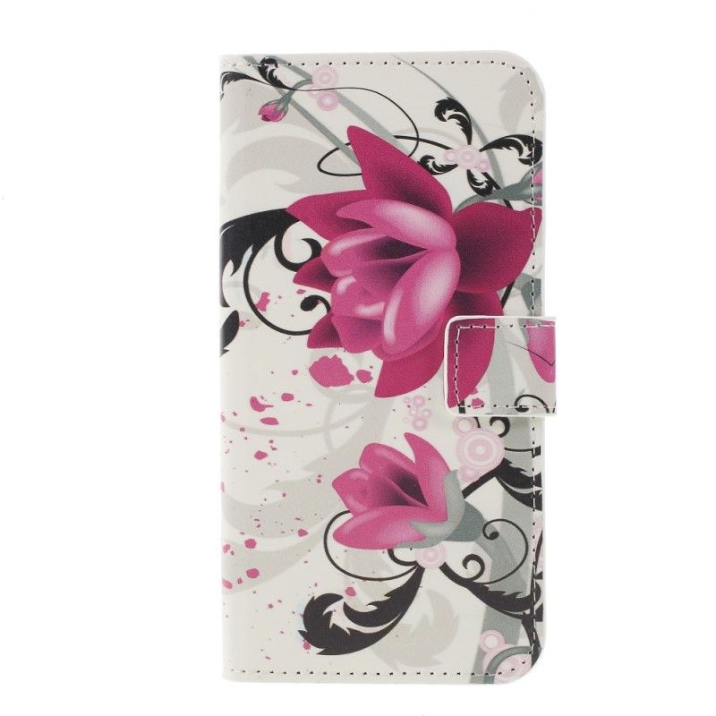 Folio Deksel Samsung Galaxy S10 Plus Magenta Sommerfugler Og Blomster