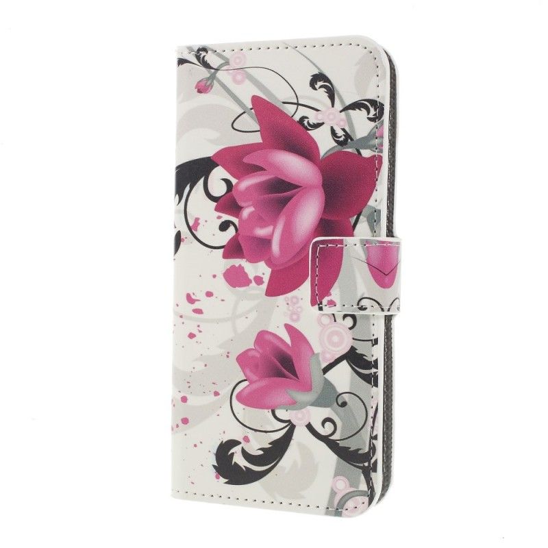 Folio Deksel Samsung Galaxy S10 Plus Magenta Sommerfugler Og Blomster