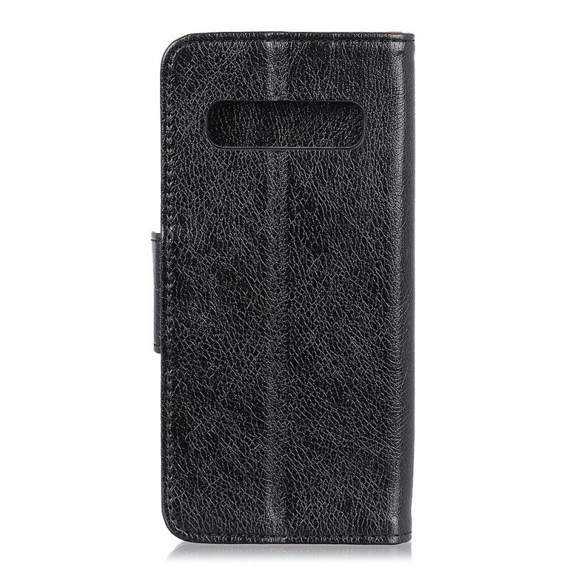 Folio Deksel Samsung Galaxy S10 Plus Svart Skinnende Skinneffekt