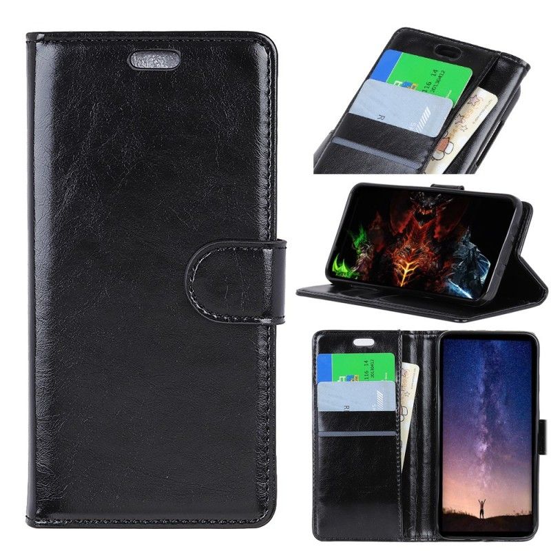 Folio Deksel Samsung Galaxy S10 Plus Svart Skinnende Skinneffekt Beskyttelse