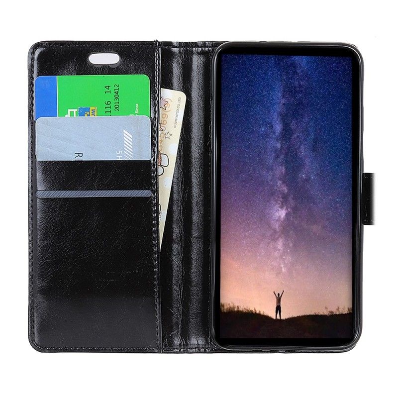 Folio Deksel Samsung Galaxy S10 Plus Svart Skinnende Skinneffekt Beskyttelse