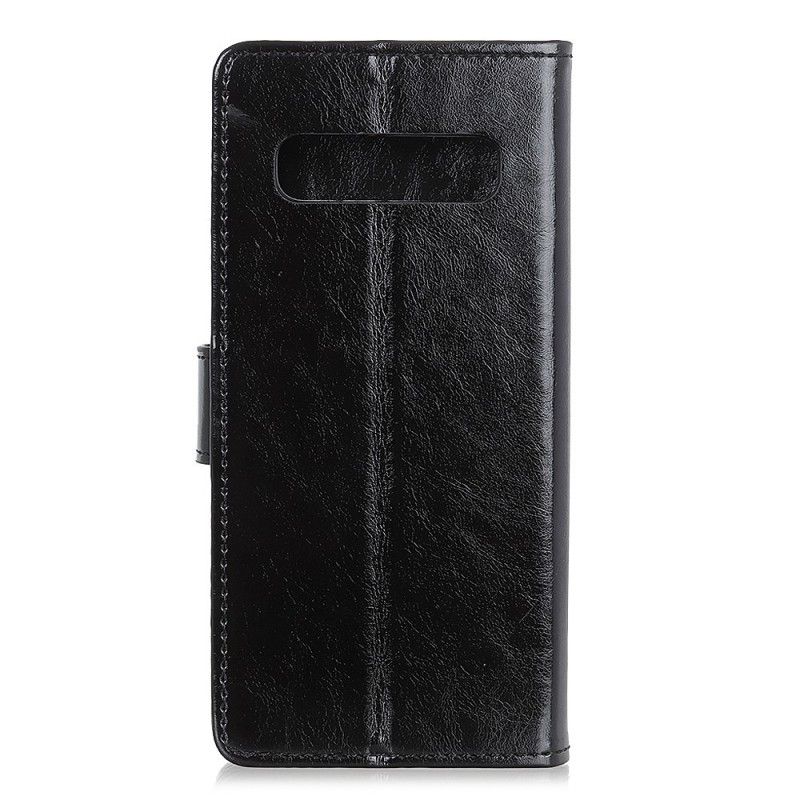 Folio Deksel Samsung Galaxy S10 Plus Svart Skinnende Skinneffekt Beskyttelse