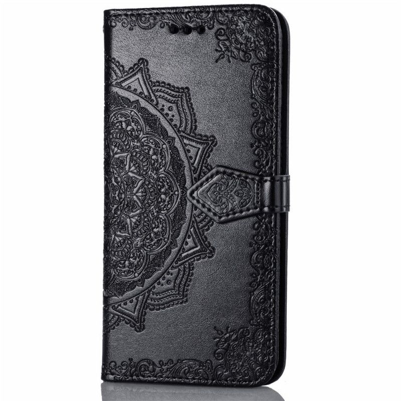 Lærdeksel Folio Deksel Samsung Galaxy S10 Plus Svart Middelaldrende Mandala