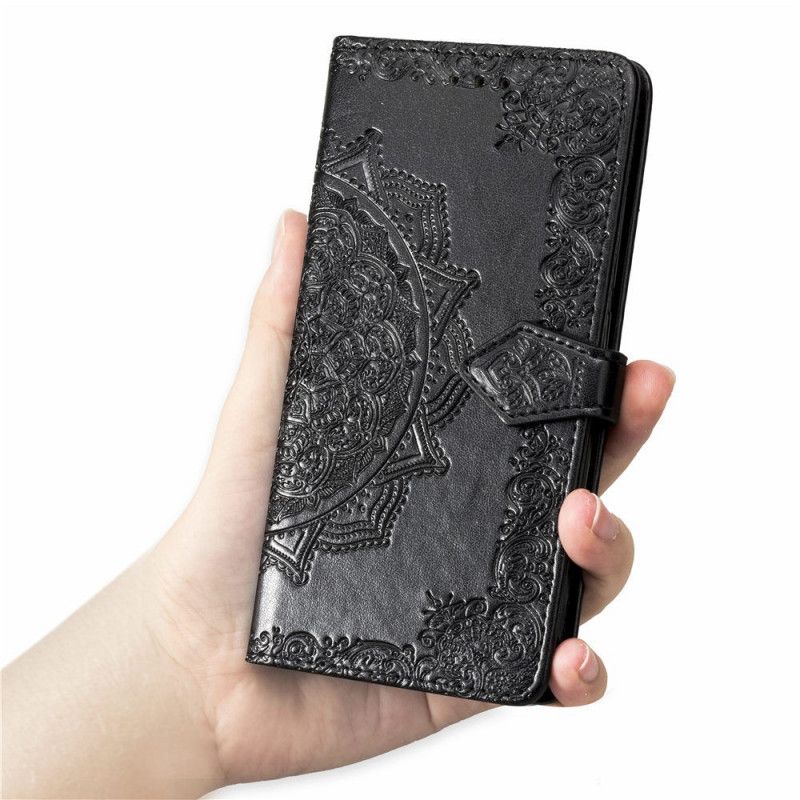 Lærdeksel Folio Deksel Samsung Galaxy S10 Plus Svart Middelaldrende Mandala