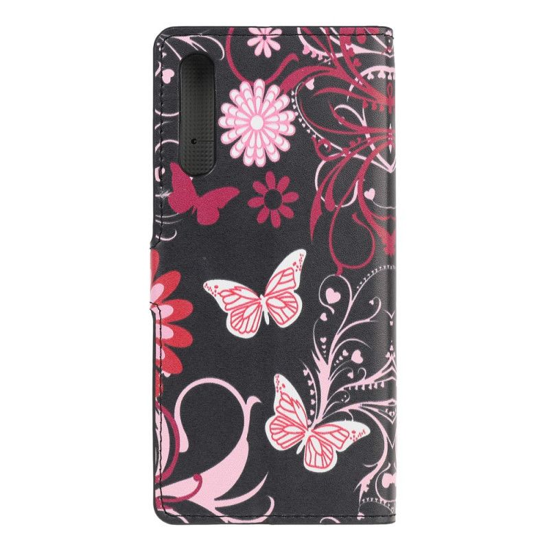 Folio Deksel Huawei P Smart S Svart Sommerfugler Og Blomster Beskyttelse