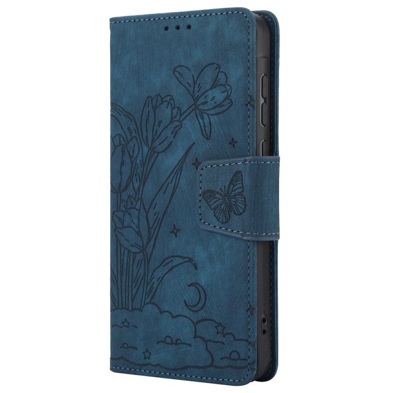 Folio Deksel Til Motorola Edge 50 Pro Floral Print Stropp