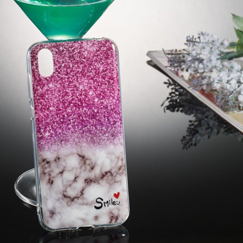 Deksel for Huawei Y5 2019 Marmorglitter Og Smil