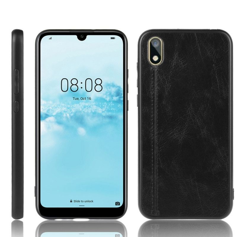 Deksel Huawei Y5 2019 Svart Sydd Skinneffekt Beskyttelse