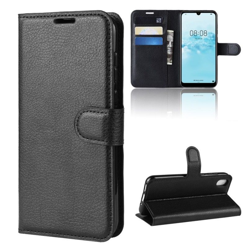 Folio Deksel Huawei Y5 2019 Svart Retro Litchi