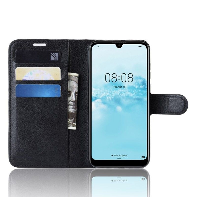 Folio Deksel Huawei Y5 2019 Svart Retro Litchi