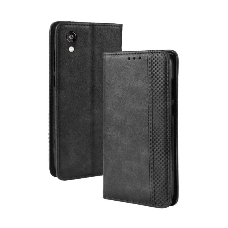 Folio Deksel Huawei Y5 2019 Svart Stilisert Vintage Skinneffekt