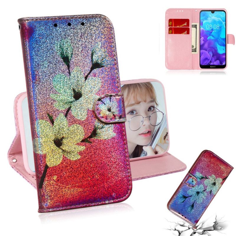 Folio Deksel Honor 8S Glitterblomster