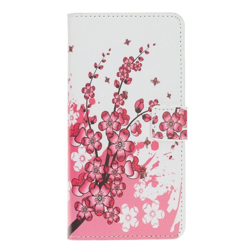 Folio Deksel Honor 8S Magenta Tropiske Blomster Anti-fall