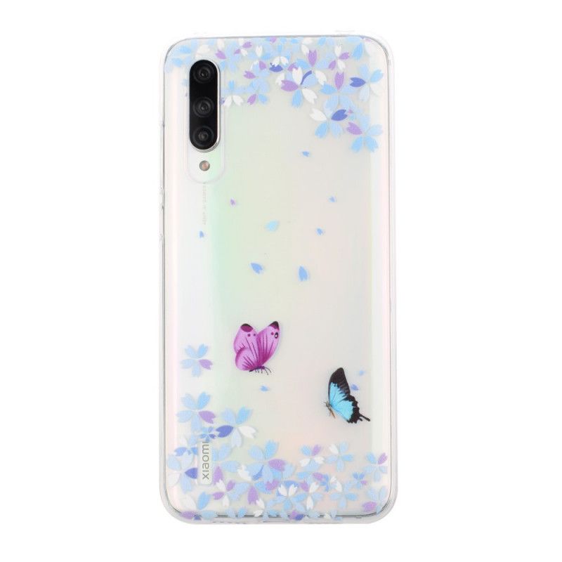 Deksel Xiaomi Mi 9 Lite Gjennomsiktige Sommerfugler Og Blomster Beskyttelse