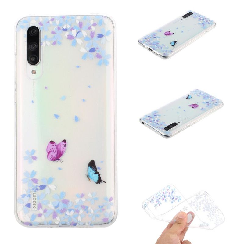 Deksel Xiaomi Mi 9 Lite Gjennomsiktige Sommerfugler Og Blomster Beskyttelse