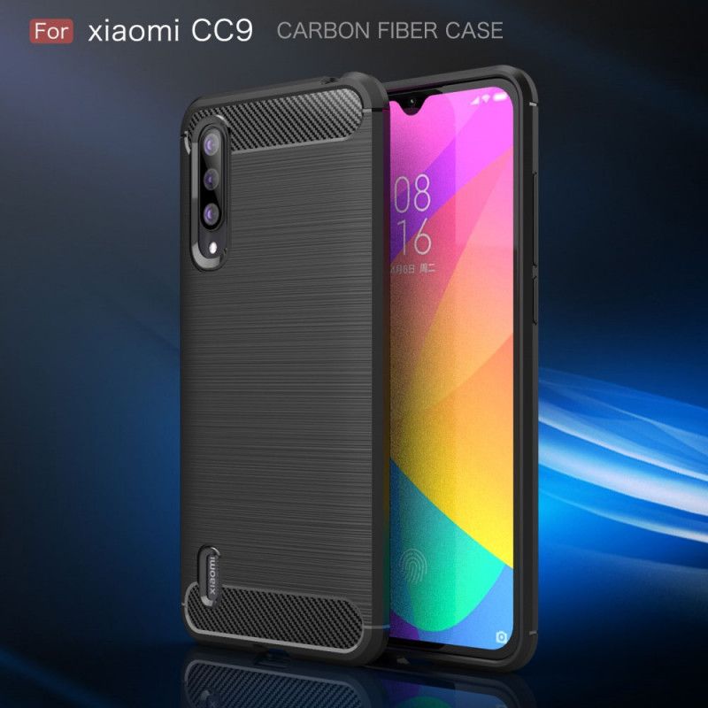 Deksel Xiaomi Mi 9 Lite Svart Mobildeksel Børstet Karbonfiber