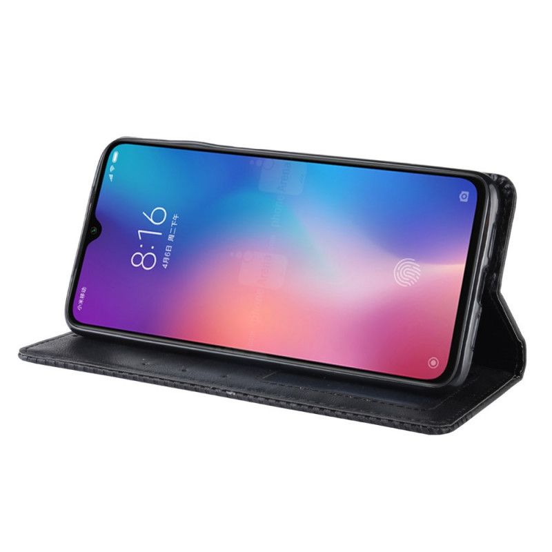 Folio Deksel Xiaomi Mi 9 Lite Svart Stilisert Vintage-Skinneffekt Beskyttelse