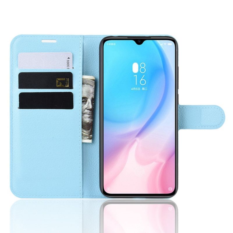 Lærdeksel Folio Deksel Xiaomi Mi 9 Lite Svart Klassisk Litchi Imitert Skinn