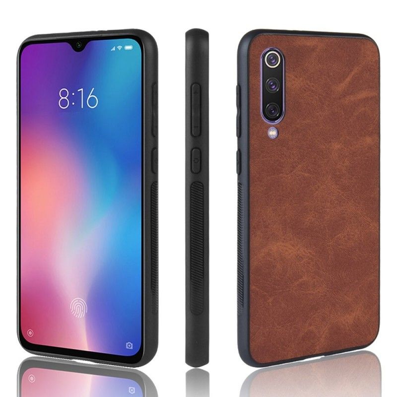 Deksel for Xiaomi Mi 9 Svart Vintage Look Skinneffekt