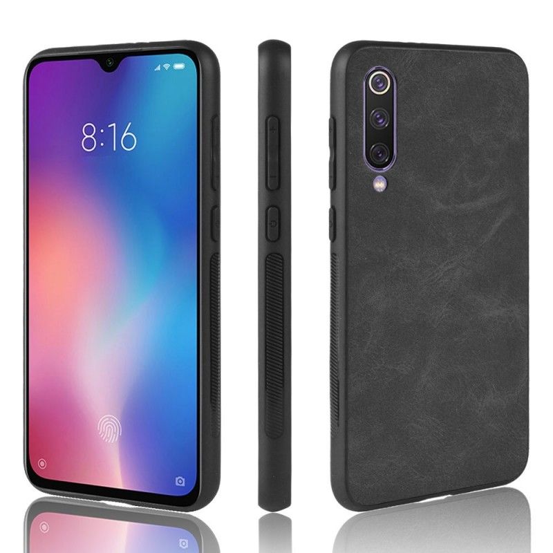 Deksel for Xiaomi Mi 9 Svart Vintage Look Skinneffekt