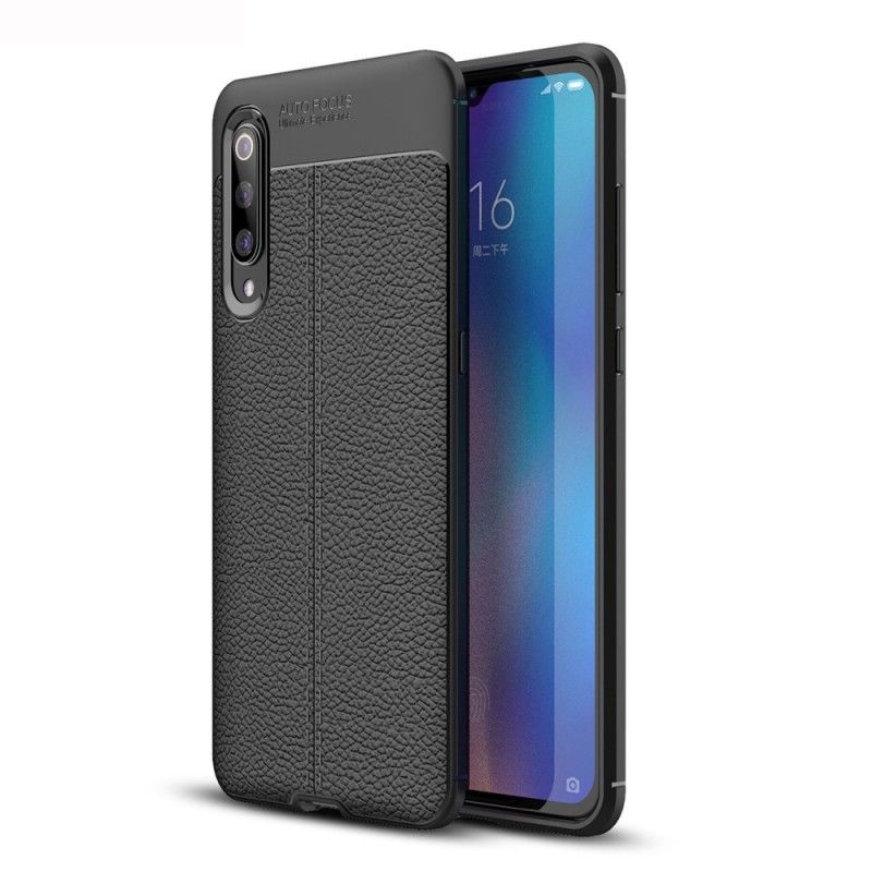 Deksel Xiaomi Mi 9 Svart Dobbeltlinje Litchi-Effekt